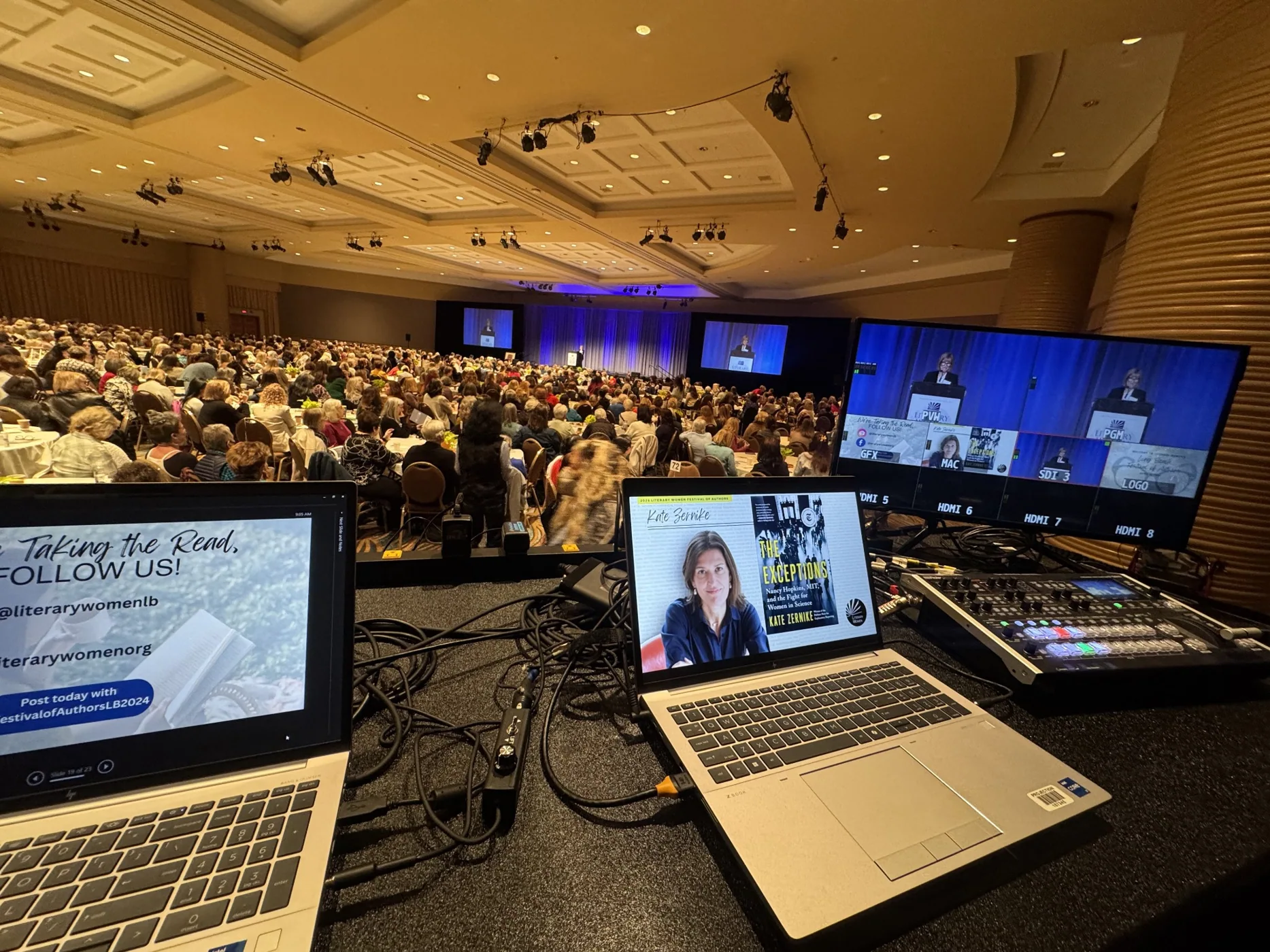 Professional video control setup at a corporate event