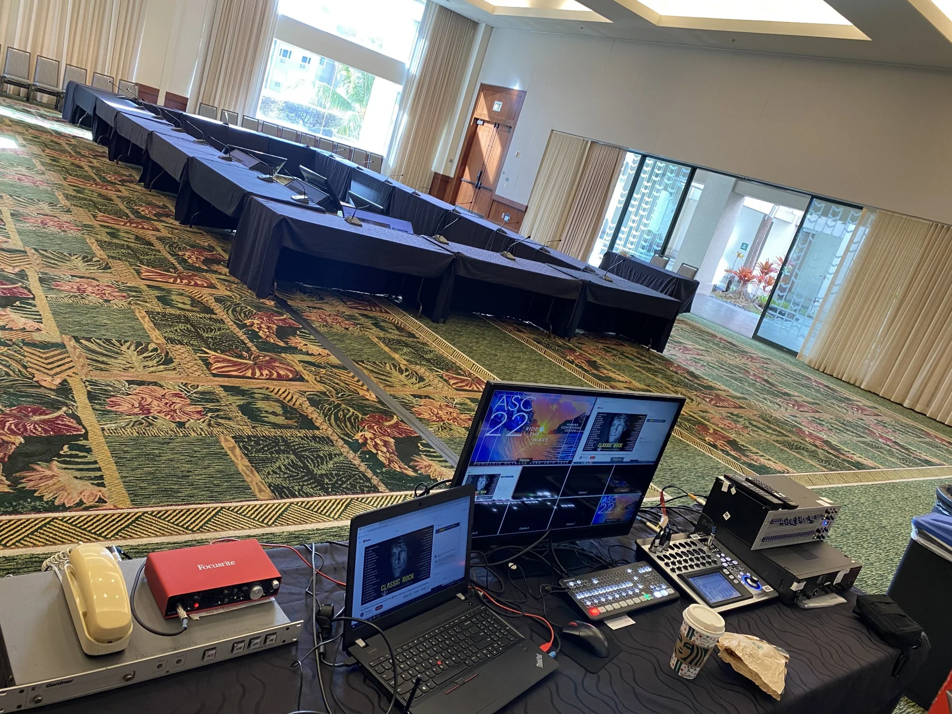Corporate ballroom AV mixing desk